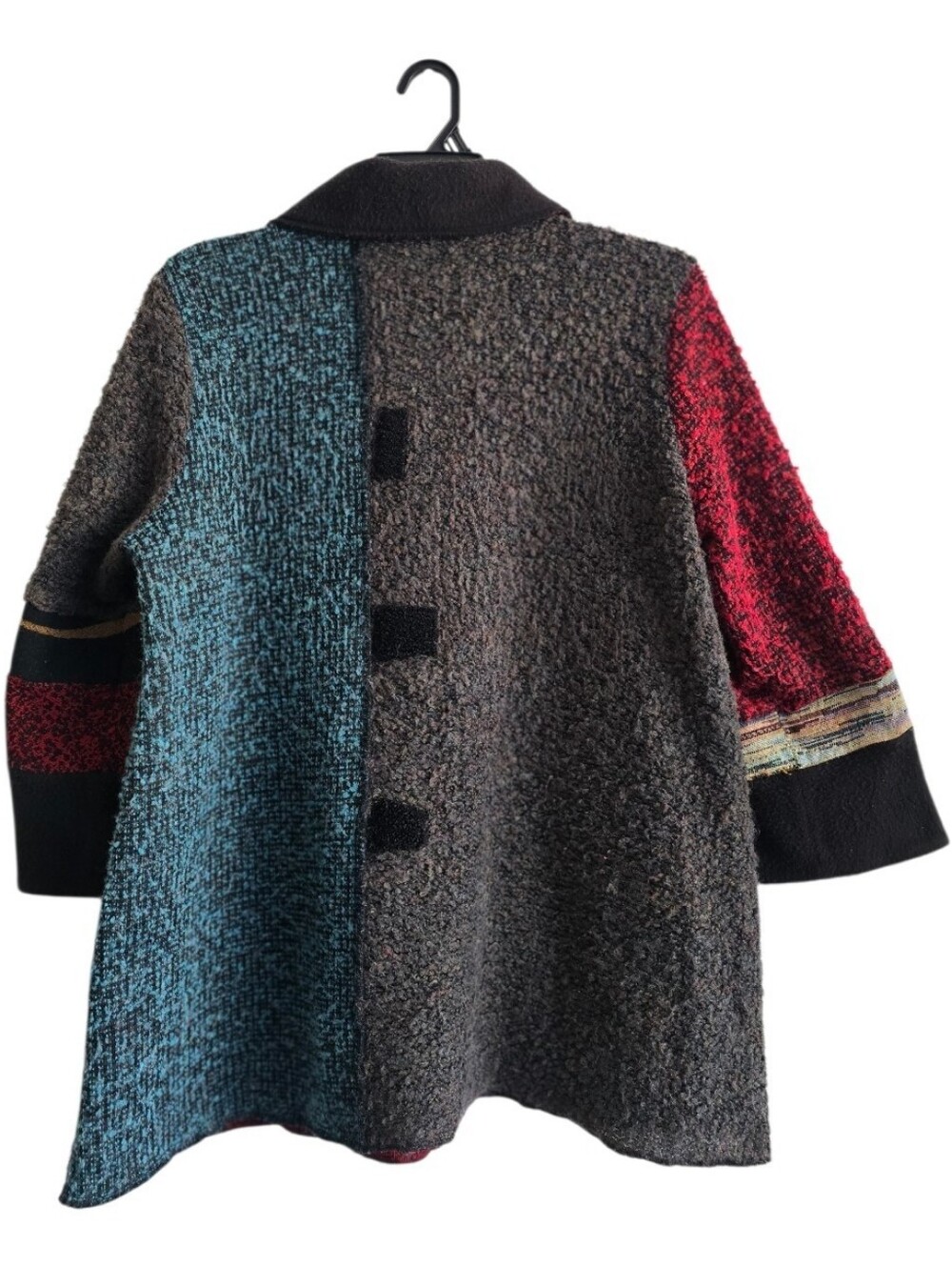 Ali Miles Multicolor Patchwork Light Weight Cardigan Sweater Floral Pocket XL - Picture 2 of 16